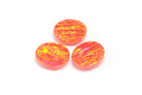 10.92ct 3pcs Set Red Jelly Opal with Green Fire Cabochon 14x12mm Lab Created