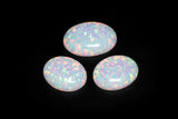 16.22ct 3pcs Set White Jelly Opal with Green Fire Cabochon 17x14mm Lab Created
