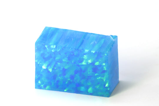 15-16gr 1pc Blue Jelly Opal with Green Fire Resin 15% Lab Created Faceting Rough Stone