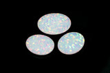 16.22ct 3pcs Set White Jelly Opal with Green Fire Cabochon 17x14mm Lab Created