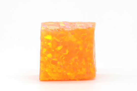 9.6gr Non-Resin Orange Jelly Opal with Green Fire Lab Created Rough Stone