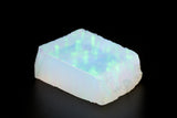 11.5gr Non-Resin White Jelly Opal with Green Fire Lab Created Rough Stone