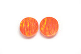 10.18ct 2pcs Orange Jelly Opal with Yellow Fire Cabochon 16x14mm Lab Created
