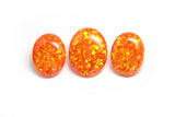 10.79ct 3pcs Set Orange Jelly Opal with Yellow Fire Cabochon 15x12mm Lab Created