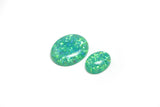 4.86ct 2pcs Green Jelly Opal with Green Fire Cabochon 10-15x8-12mm Lab Created
