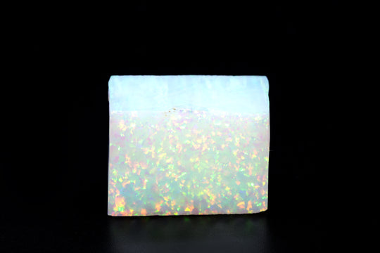 17gr 1pc White Jelly Opal with Green Fire Resin 15% Lab Created Faceting Rough Stone