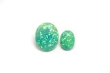 4.86ct 2pcs Green Jelly Opal with Green Fire Cabochon 10-15x8-12mm Lab Created