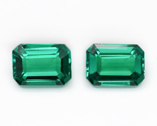 1.75ct pair Biron Hydrothermal Emerald Lab Created Loose Stone