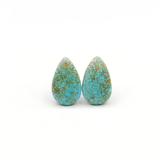 39.8ct Pair Of Natural Turquoise Pear Cabochon From Kazakhstan