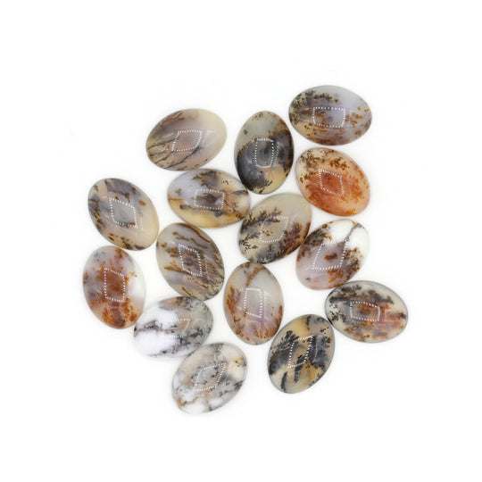 57.8ct 15pc Natural Moss Agate Cabochons From Kazakhstan