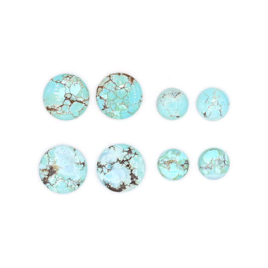 104.8ct 8pcs Natural Turquoise Round Cabochons From Maikain Kazakhstan