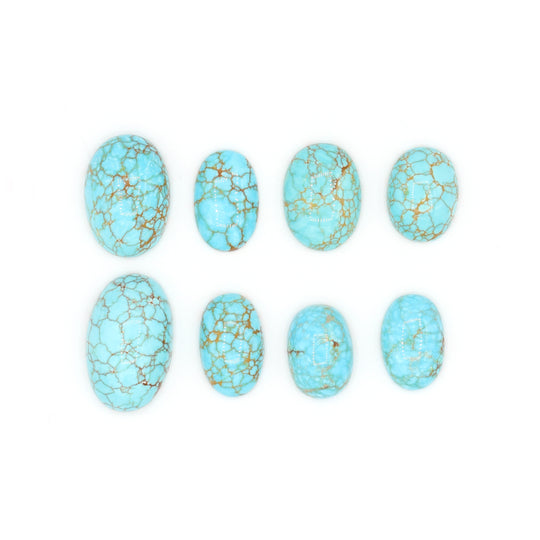 116.5ct 8pcs Natural Turquoise Oval Cabochons From Maikain Kazakhstan