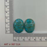 39.2ct Pair Of Natural Turquoise Oval Cabochon From Kazakhstan