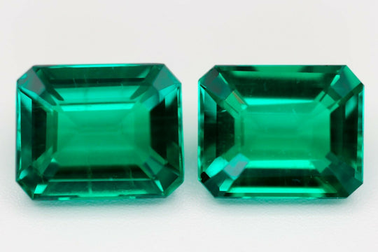 5.9ct pair Biron Hydrothermal Emerald Lab Created Loose Stone
