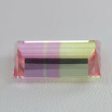 16.1ct Recrystallized Bi-Color Pink/Peach Sapphire Baguette 18x10 Lab Created