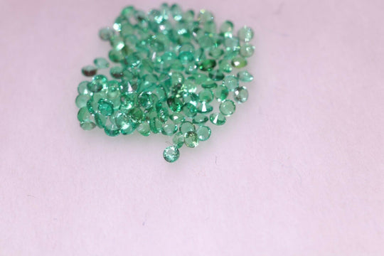 2.04ct Round 1mm Set 500p Recrystallized Zambian Emerald (Hydrothermal Method)