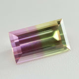 16.1ct Recrystallized Bi-Color Pink/Peach Sapphire Baguette 18x10 Lab Created