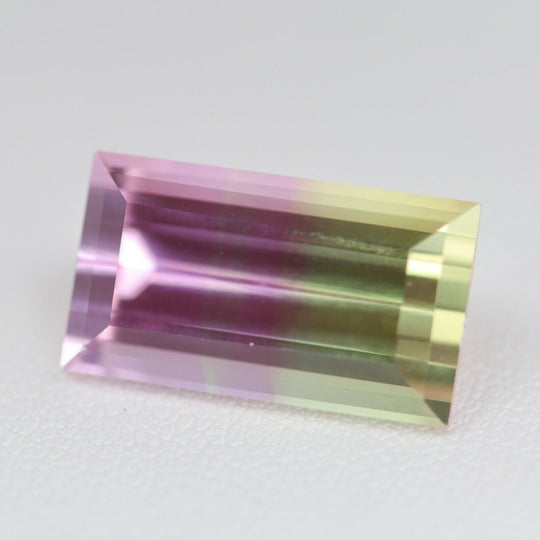 16.1ct Recrystallized Bi-Color Pink/Peach Sapphire Baguette 18x10 Lab Created
