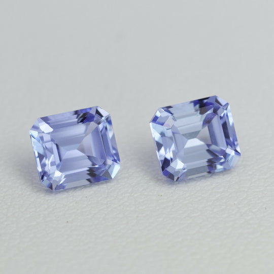 2.75ct Pair Recrystallized Blue Sapphire (Czochralski) Octagon 6x5.5 Lab Created