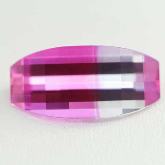 16.94ct Recrystallized Bi-Color Pink/White Sapphire Baguette 23x11 Lab Created