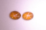 7.92ct 2pcs Orange Star Sapphire (Surface Diffusion) Oval Cabochon Lab Created