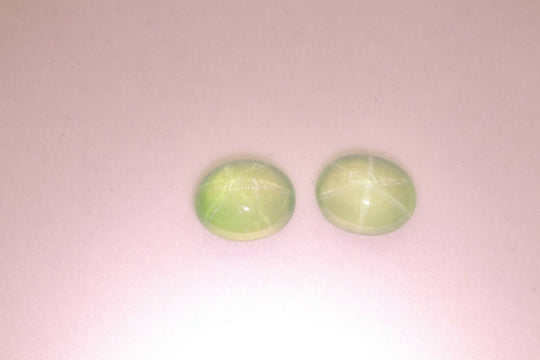 8.64ct 2pcs Mint Star Sapphire (Surface Diffusion) Oval Cabochon Lab Created